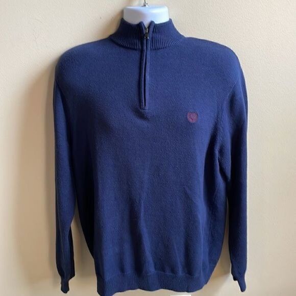 Chaps Men’s “Newport Navy” Knit Sweater with Logo & 1/4 Zipper (Size: Medium) - Picture 2 of 8